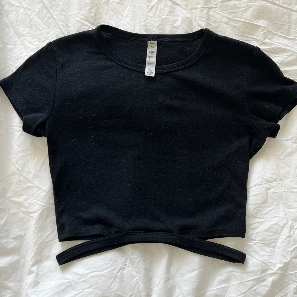Black cross strap tee